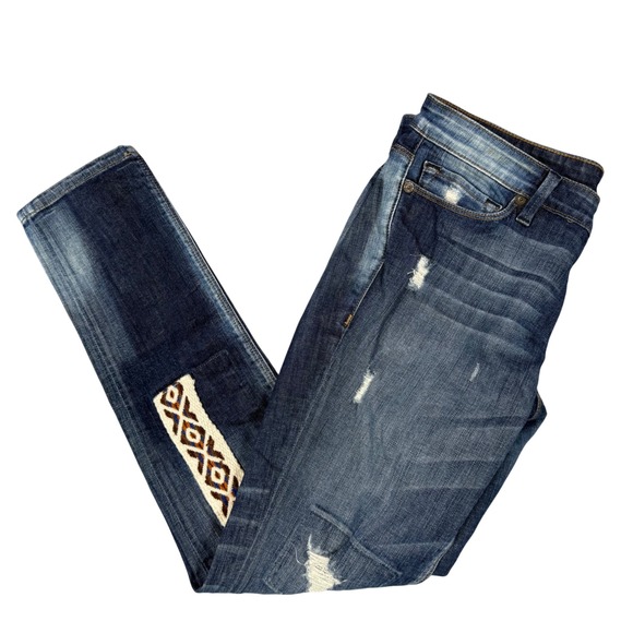 Free People Artisan de Luxe Distressed Patchwork Denim Jeans Women's Size 27